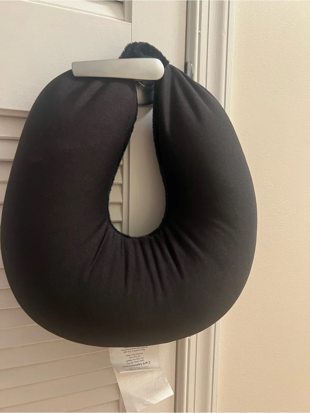 Black Plush U-Shaped Travel Neck Pillow